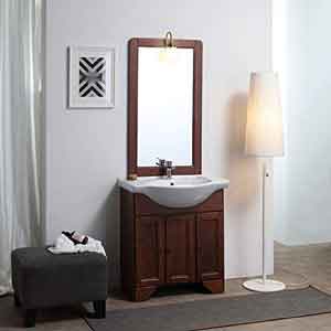 Mueble de baño Kiamami Valentina. Muebles de baño rústico de 75 cm.