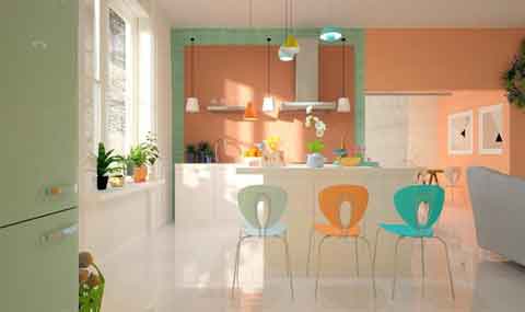 Sillas de cocina combinando con los colores de toda la estancia. Mueble auxiliar. Pixabay.